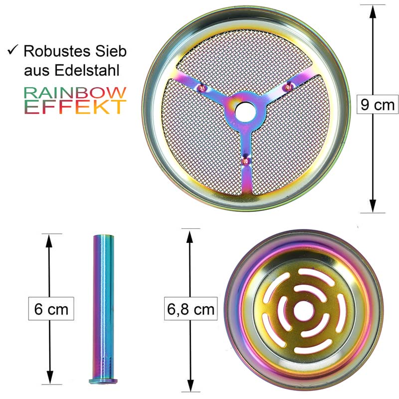 AO Strainer Kaminkopfset Edelstahl Rainbow