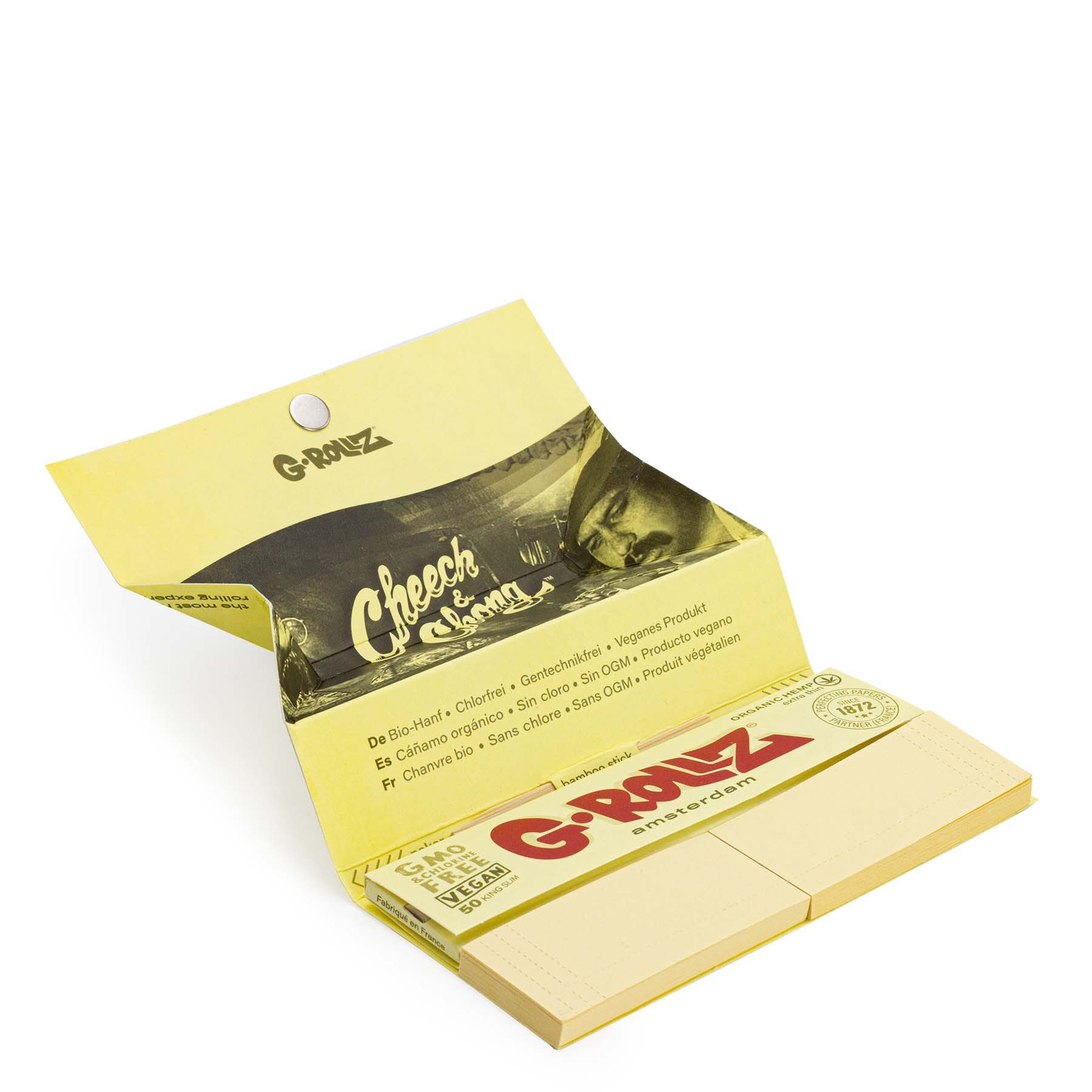 G-Rollz Cheech & Chong Classic - Organic Hemp Extra Thin - 50 KS Slim Papers + Tips & Tray