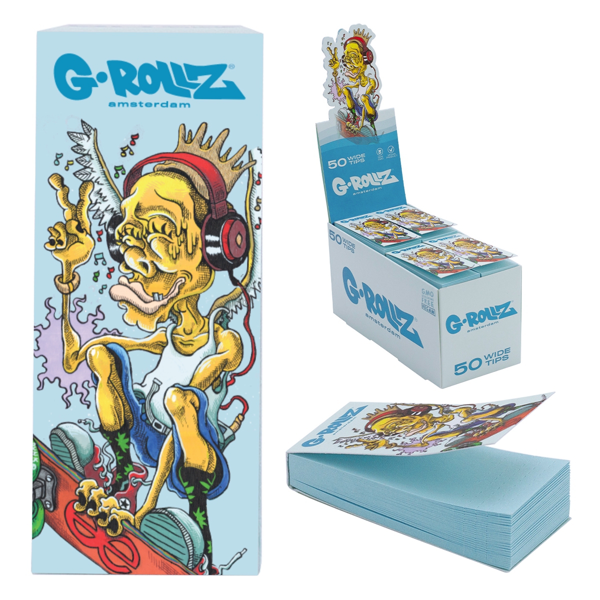 G-Rollz Dunkees ''Skate Goblin'' Blue Filter Tips - Box (24 Stück a 50 Tips)