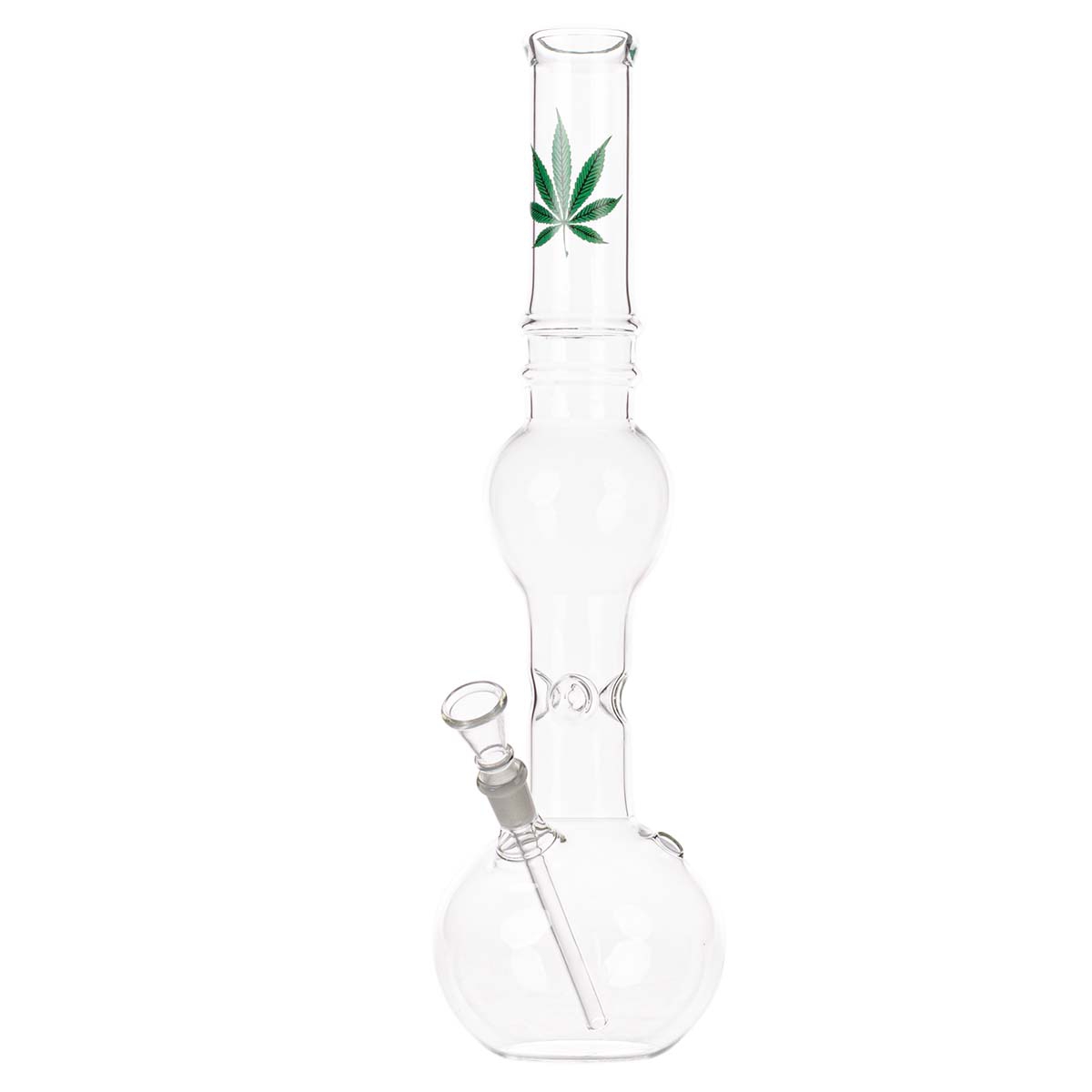 Leaf Green Line Glass Bong | H: 39 cm - Ø: 40 mm