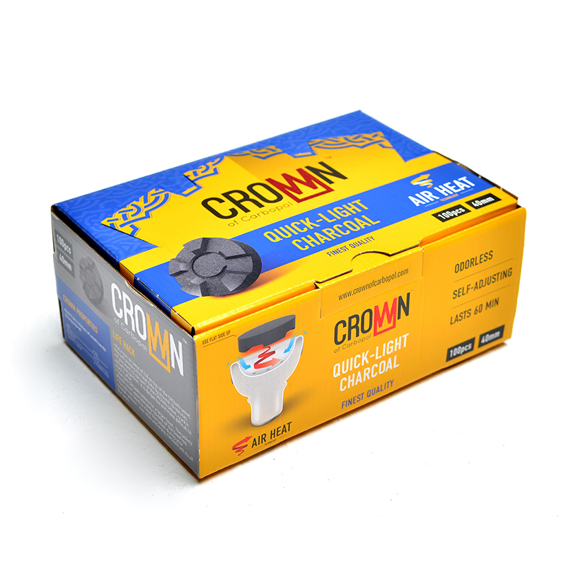 Carbopol Crown Kohle 40mm - Box (100 Stück) - selbstzündend