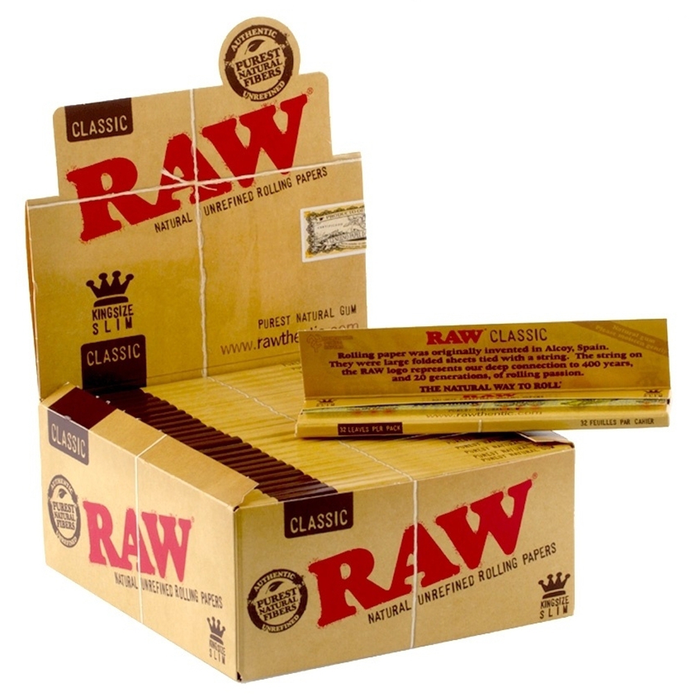 RAW Classic King Size Slim -  Box (50 Stück a 32 Blättchen)